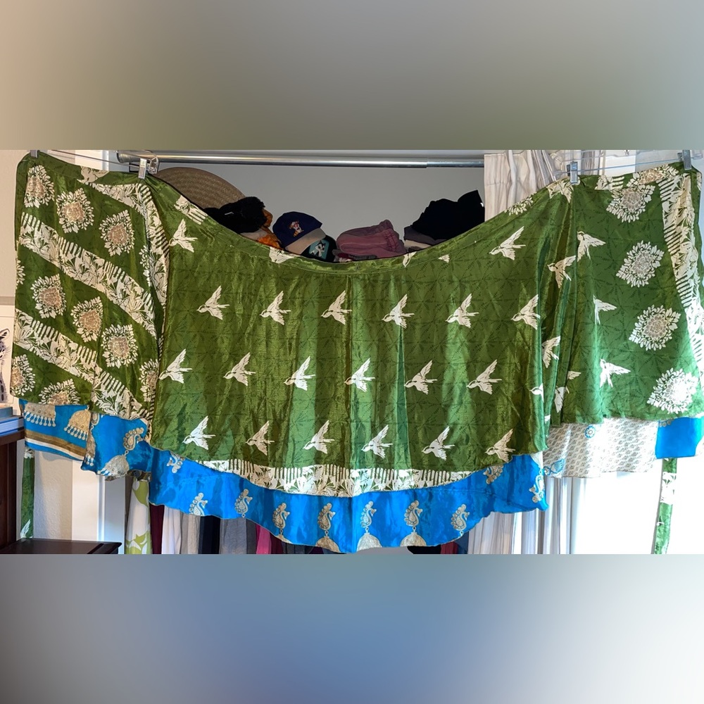 DGY Goddess Mini sari silk wrap skirt